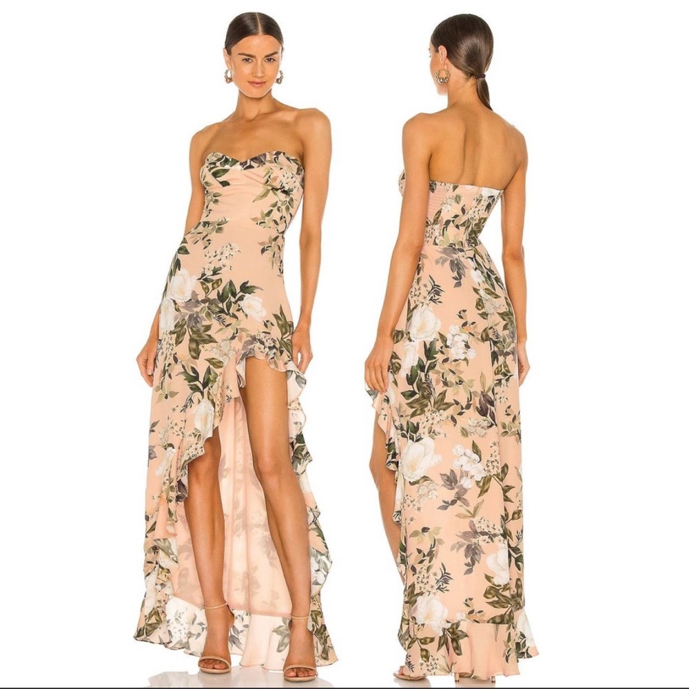 Amanda Uprichard X Revolve Eden Gown Floral Strapless